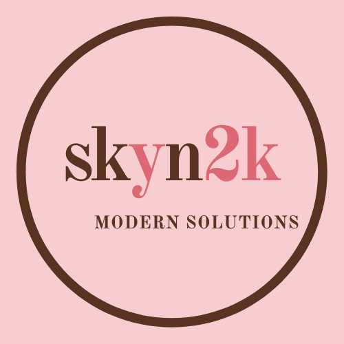 Skyn2k logo with the text “Modern Solutions” on a pink background.